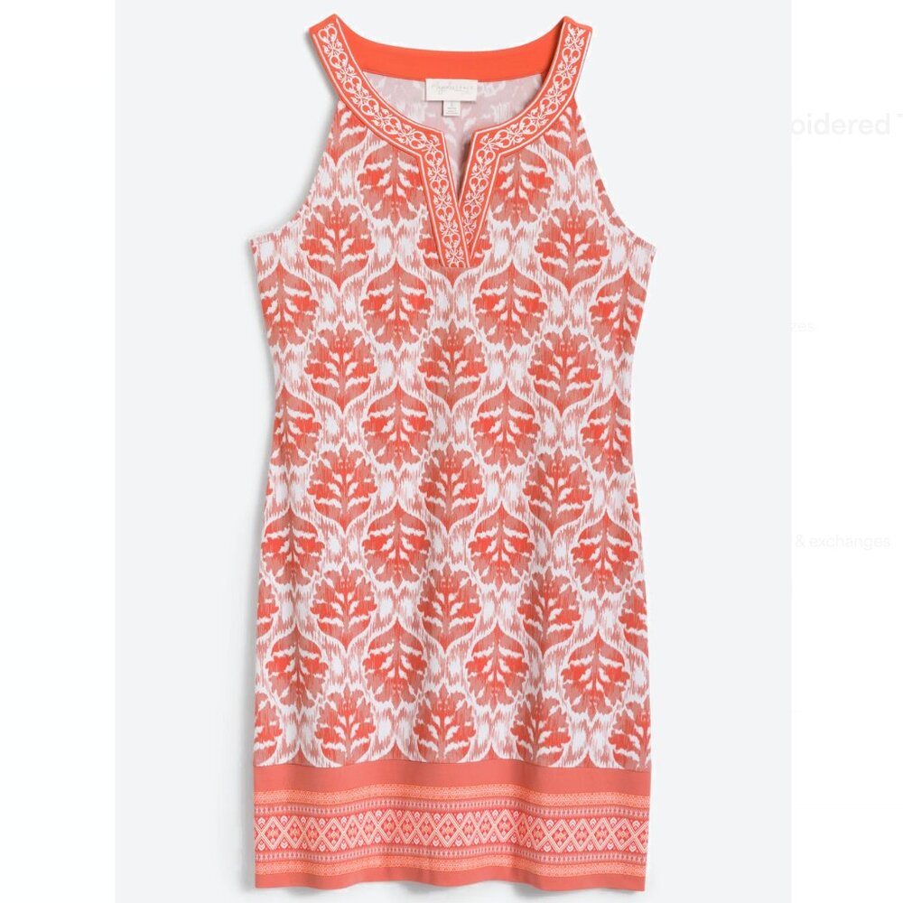 NWOT: Market & Spruce - Alhambra Embroidered Trim Knit Dress in Orange - M